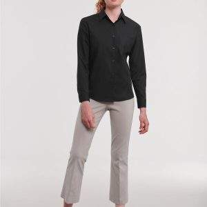 Russell Collection Ladies' L/Sleeve Polycotton Shirt