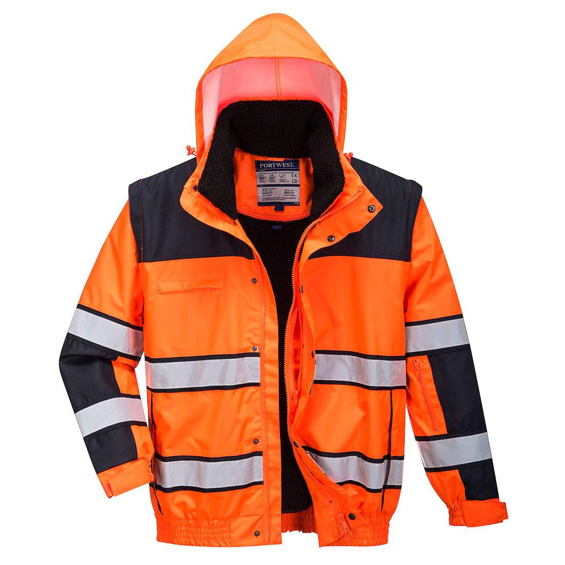 Portwest Hi-Vis 3-in-1 Contrast Winter Bomber Jacket