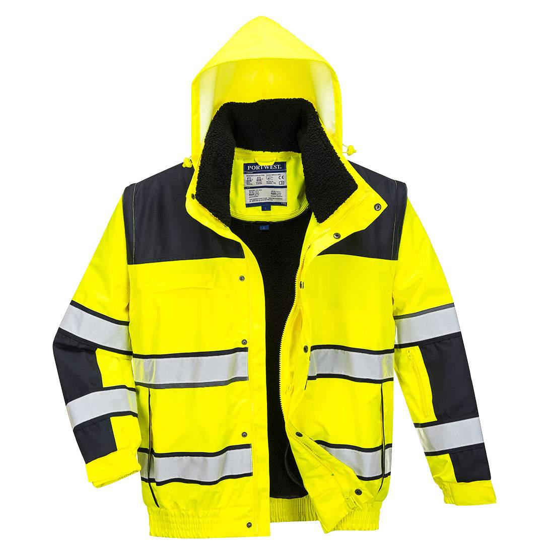 Portwest Hi-Vis 3-in-1 Contrast Winter Bomber Jacket - Image 2