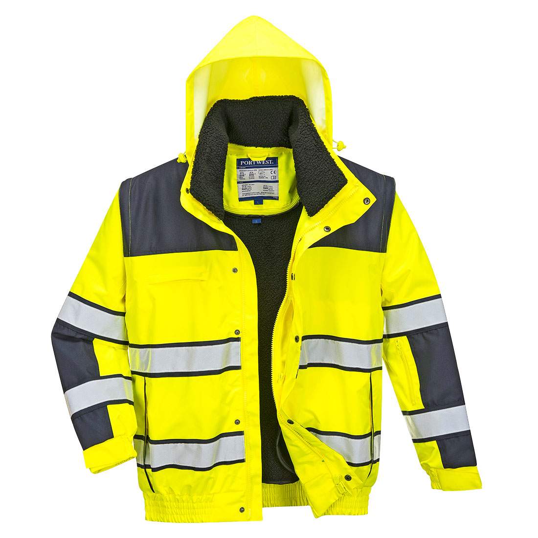 Portwest Hi-Vis 3-in-1 Contrast Winter Bomber Jacket - Image 3