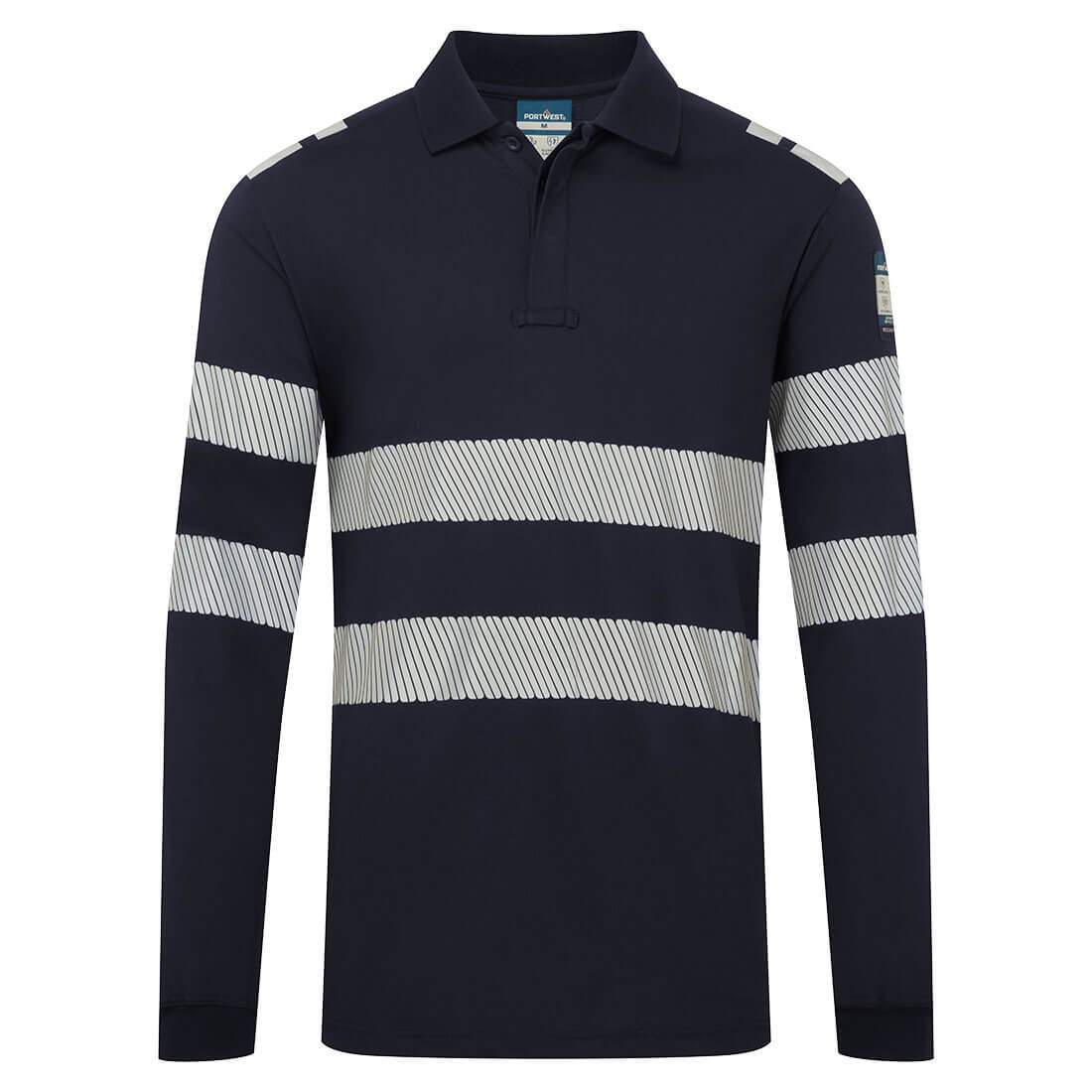 Portwest PW3 Modaflame Knit FR Long Sleeve Polo Shirt - Image 2